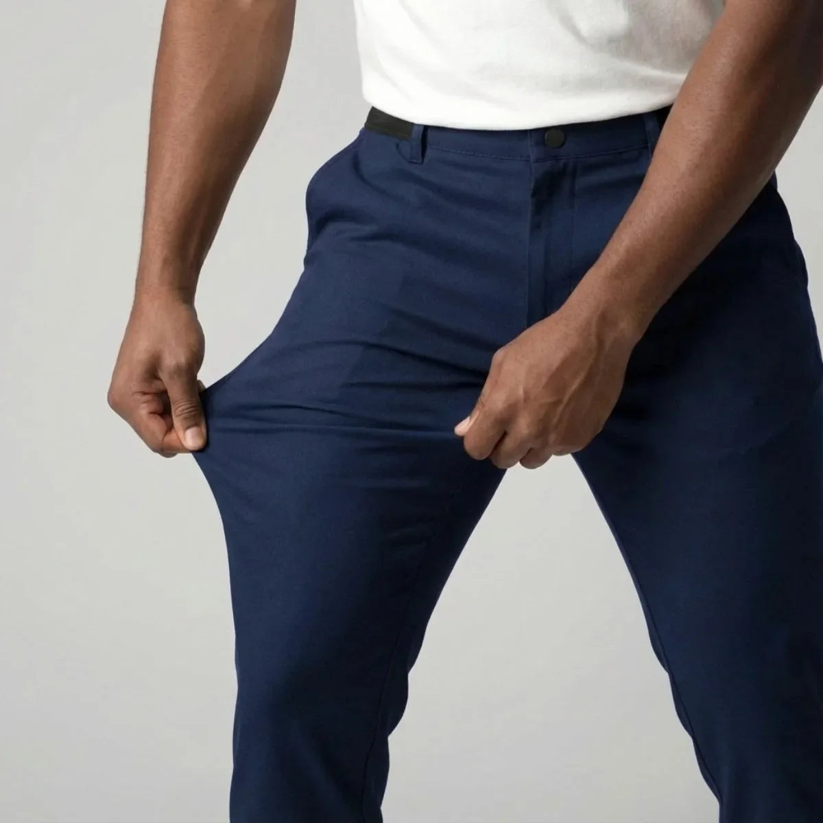 Slim fit stretch chinos with elastic waistband