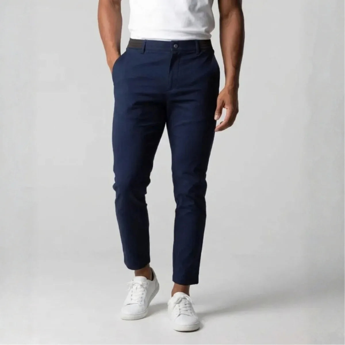 Slim fit stretch chinos with elastic waistband