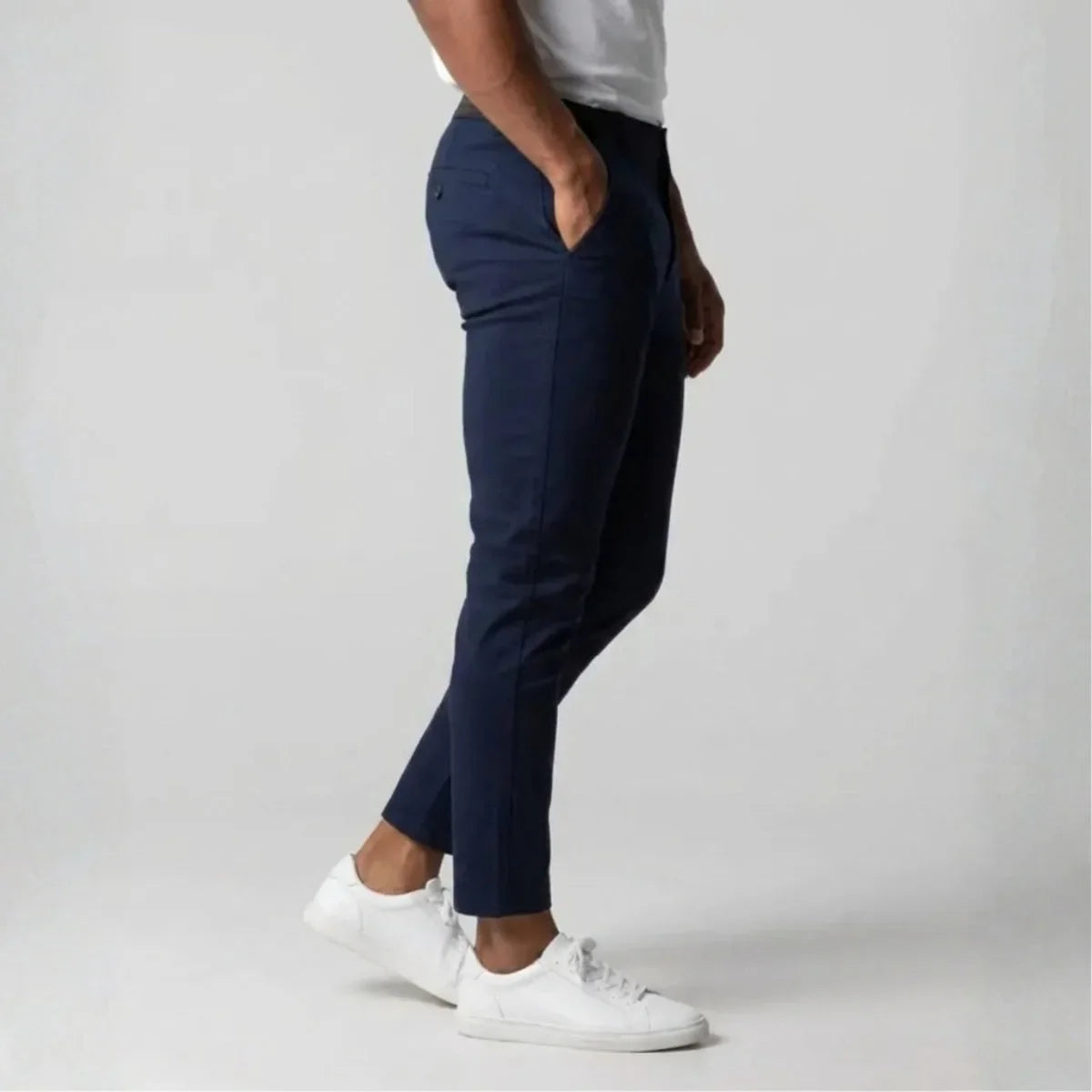 Slim fit stretch chinos with elastic waistband