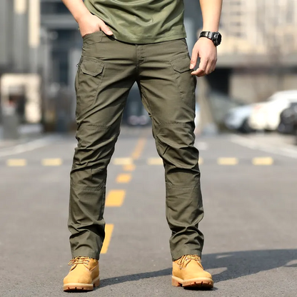 Slim fit work trousers with multiple pockets