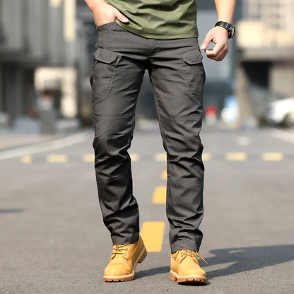 Slim fit work trousers with multiple pockets