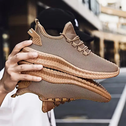 Sneakers with breathable mesh material and rubber sole