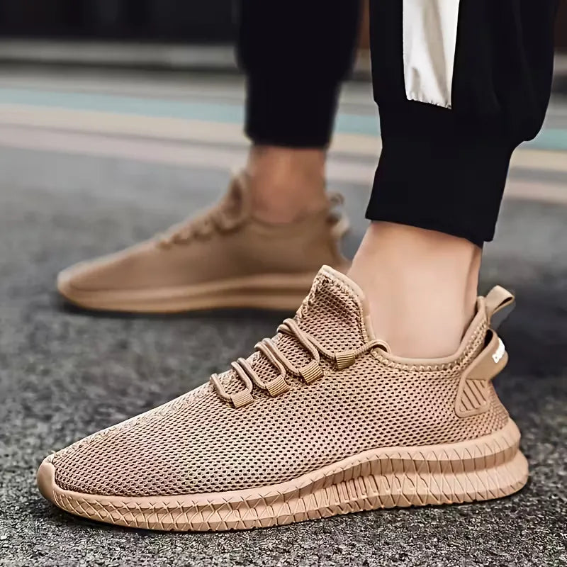 Sneakers with breathable mesh material and rubber sole