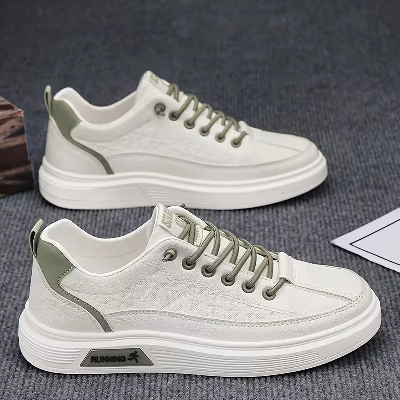Sneakers with Synthetic Leather and Elevated Rubber Sole