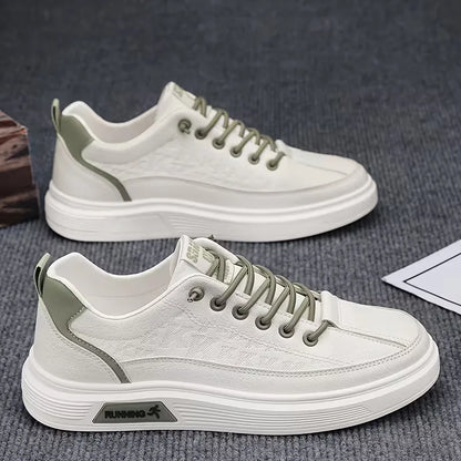 Sneakers with Synthetic Leather and Elevated Rubber Sole