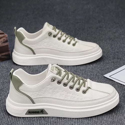 Sneakers with Synthetic Leather and Elevated Rubber Sole
