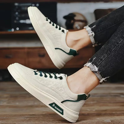 Sneakers with Synthetic Leather and Elevated Rubber Sole