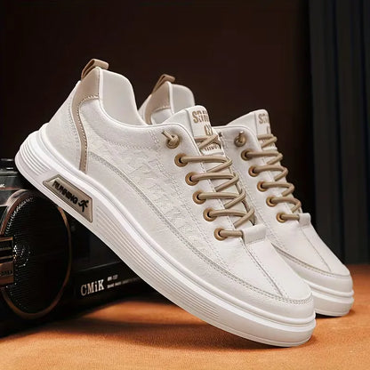 Sneakers with Synthetic Leather and Elevated Rubber Sole
