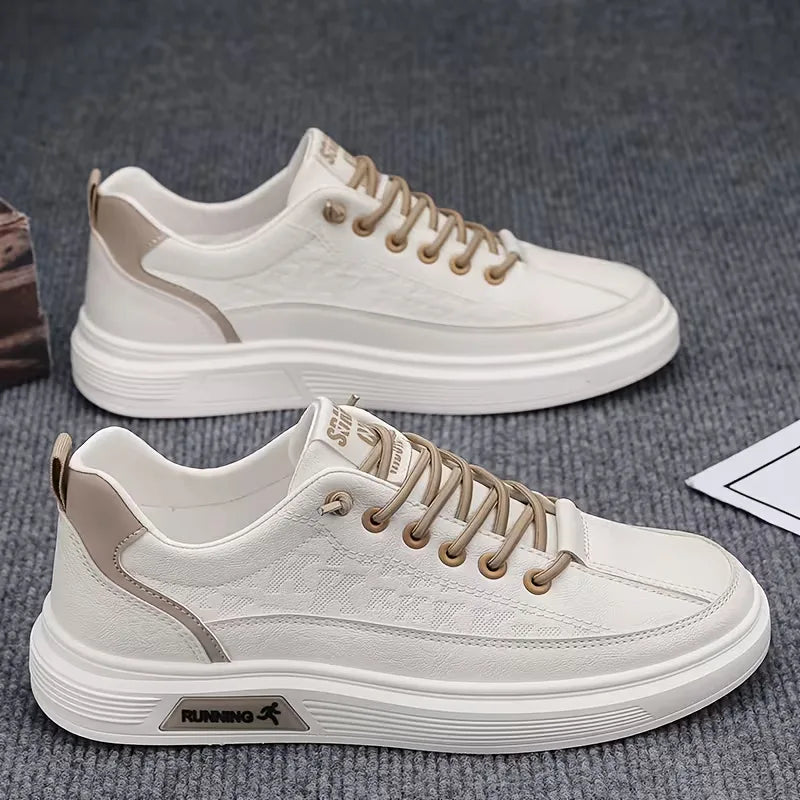 Sneakers with Synthetic Leather and Elevated Rubber Sole