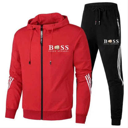 Sports tracksuit with hoodie and elastic waistband