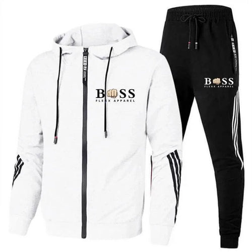 Sports tracksuit with hoodie and elastic waistband