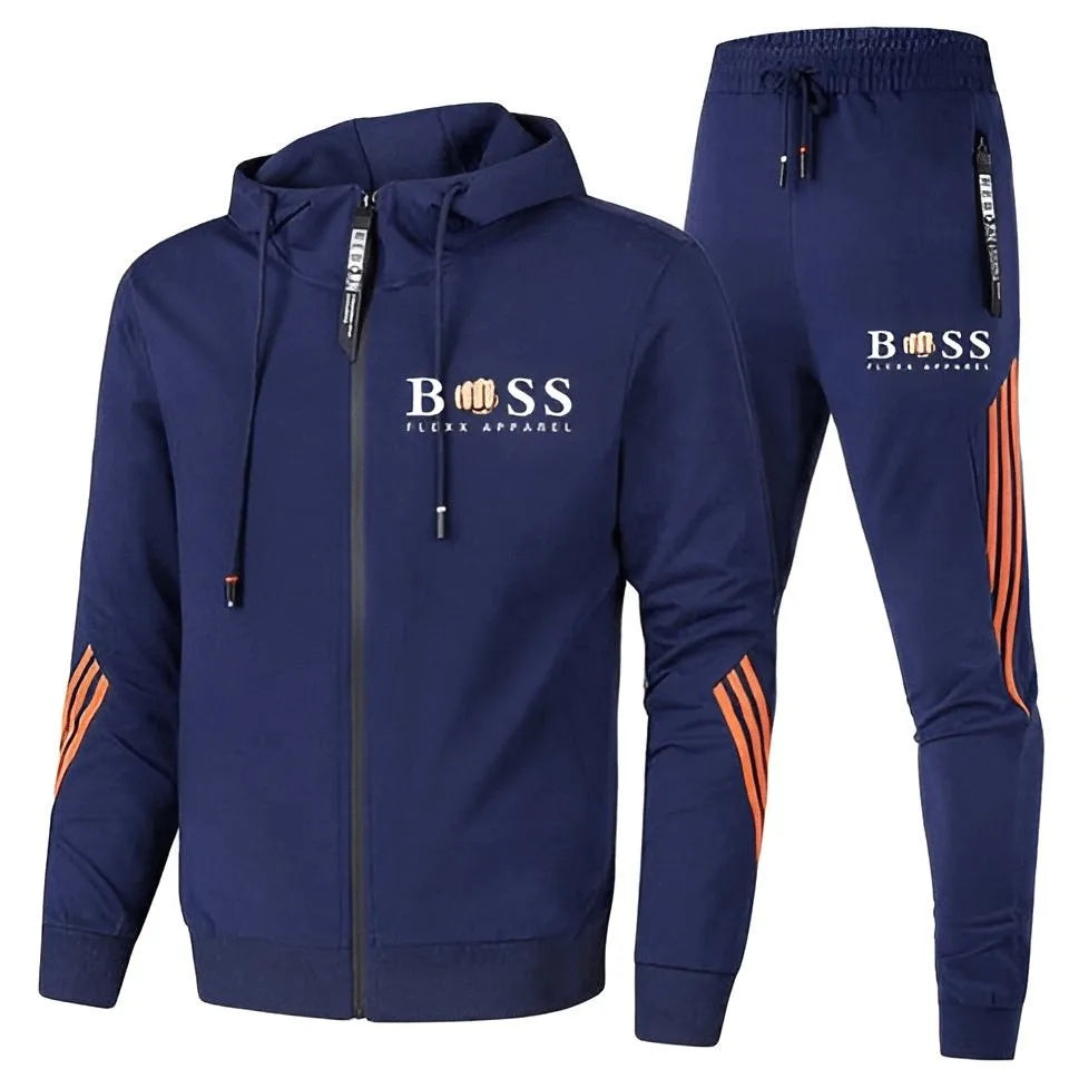 Sports tracksuit with hoodie and elastic waistband