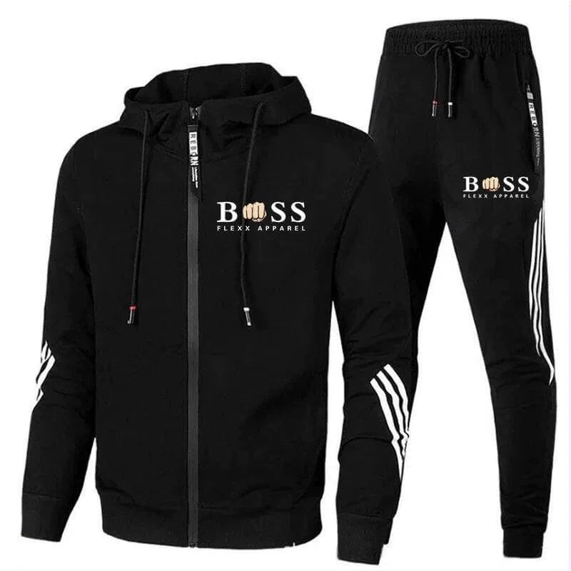Sports tracksuit with hoodie and elastic waistband