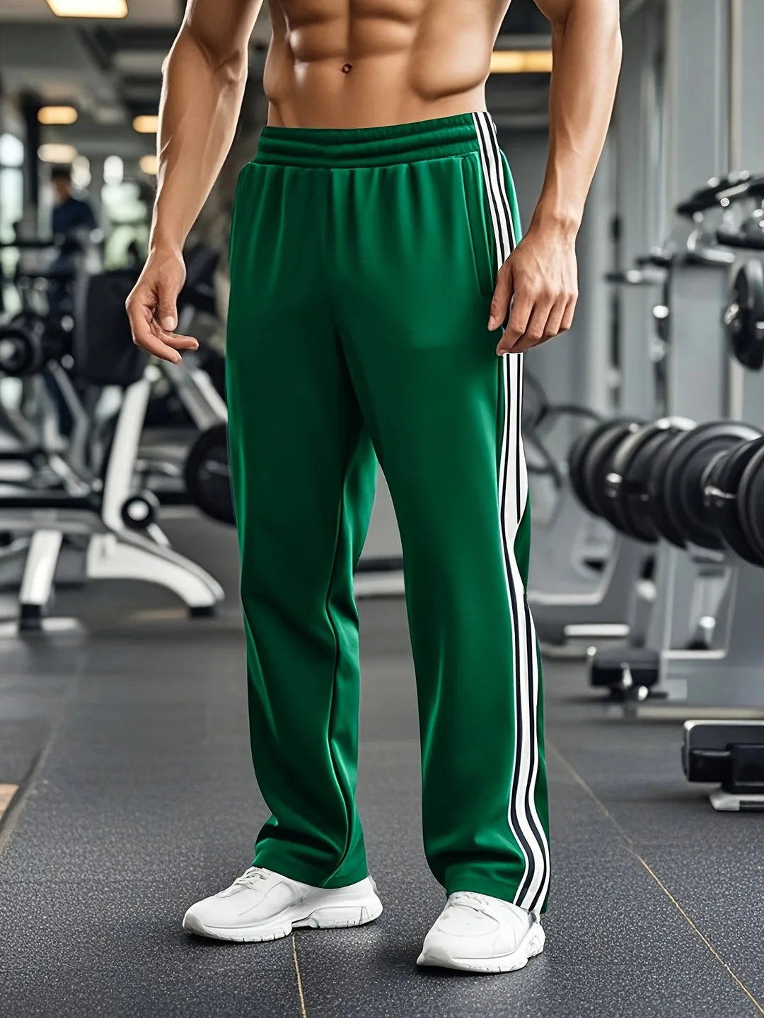 Sports Trousers with Elastic Waistband and Side Stripes