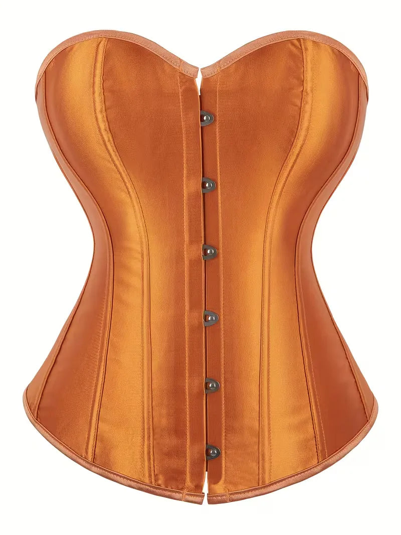 Strapless corset with lace-up and button closure