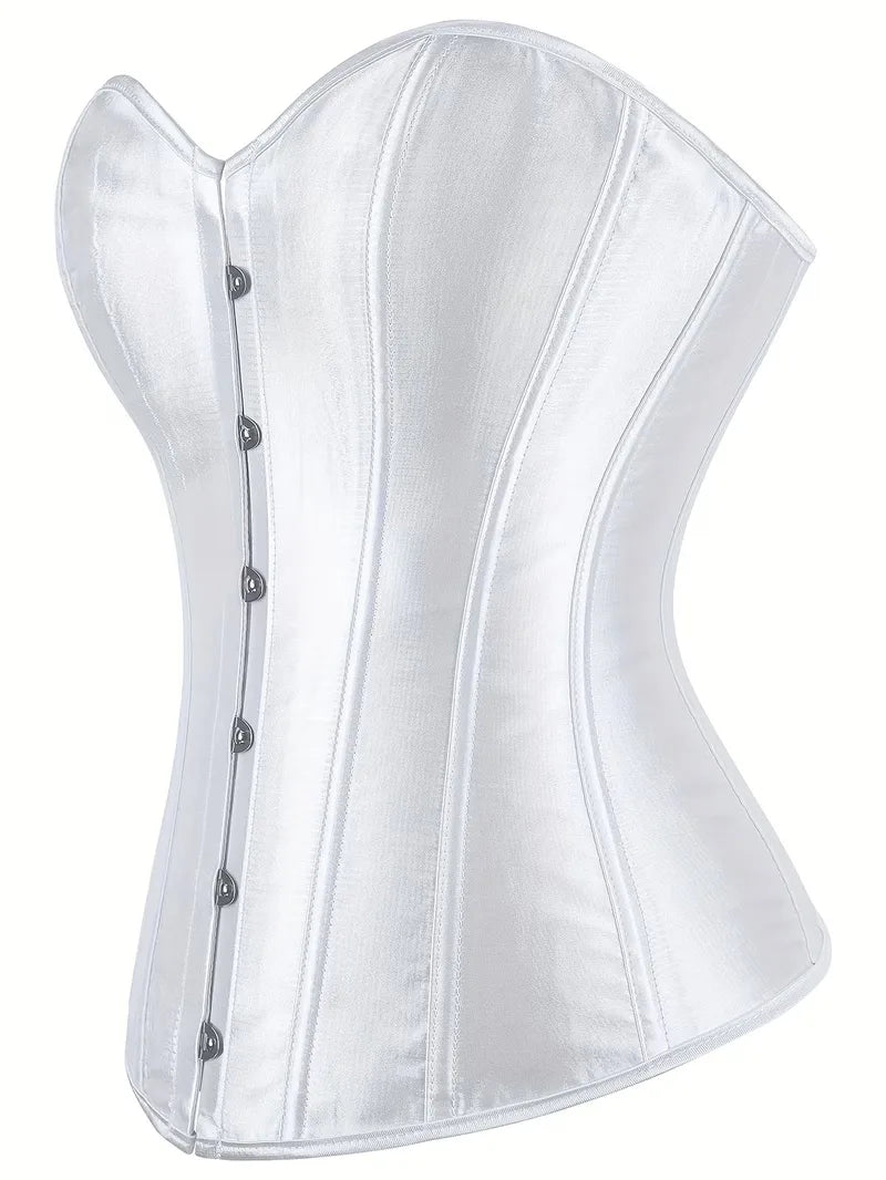 Strapless corset with lace-up and button closure