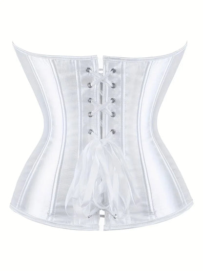 Strapless corset with lace-up and button closure