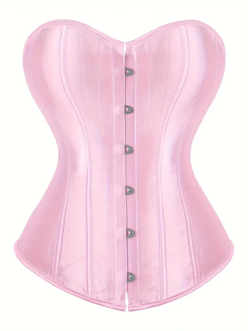 Strapless corset with lace-up and button closure