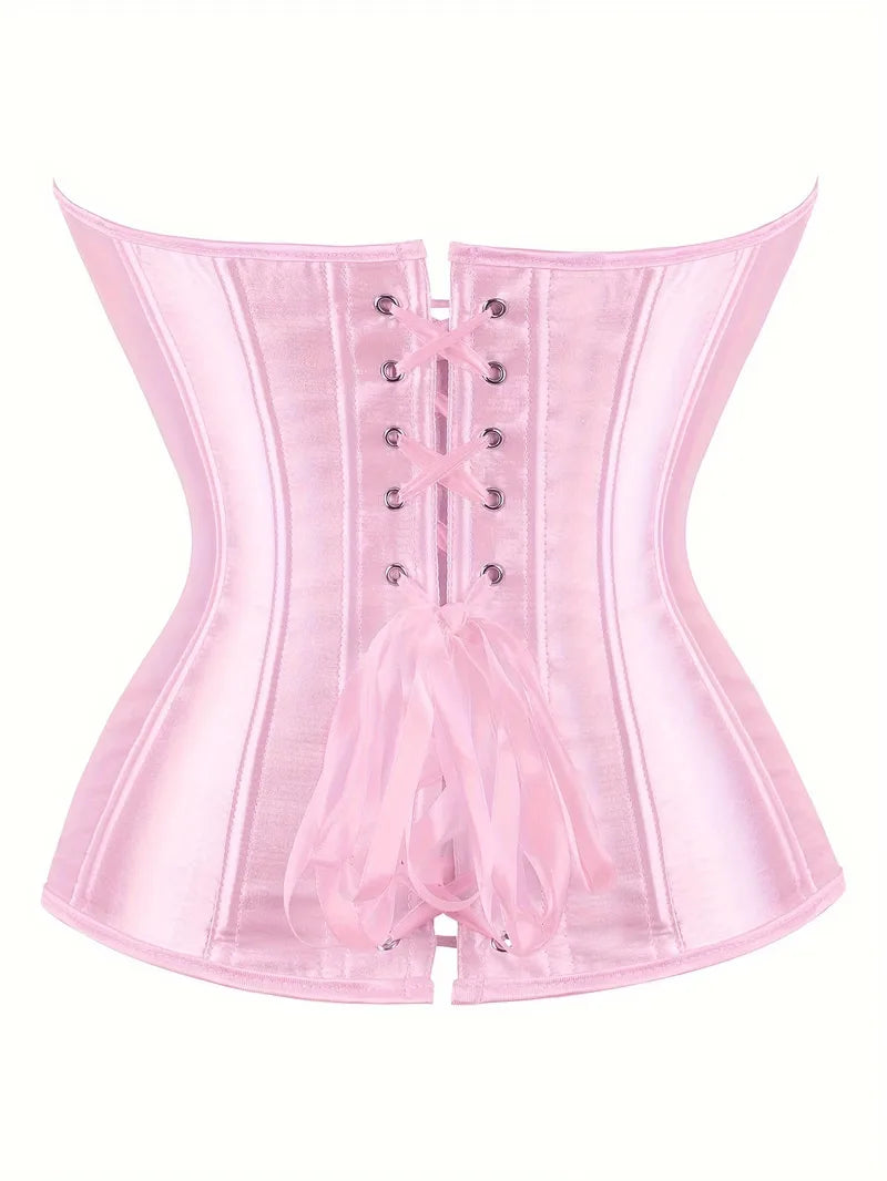 Strapless corset with lace-up and button closure