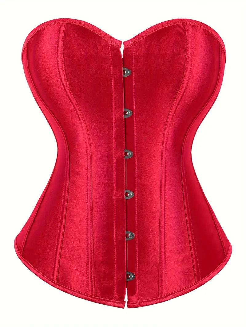 Strapless corset with lace-up and button closure