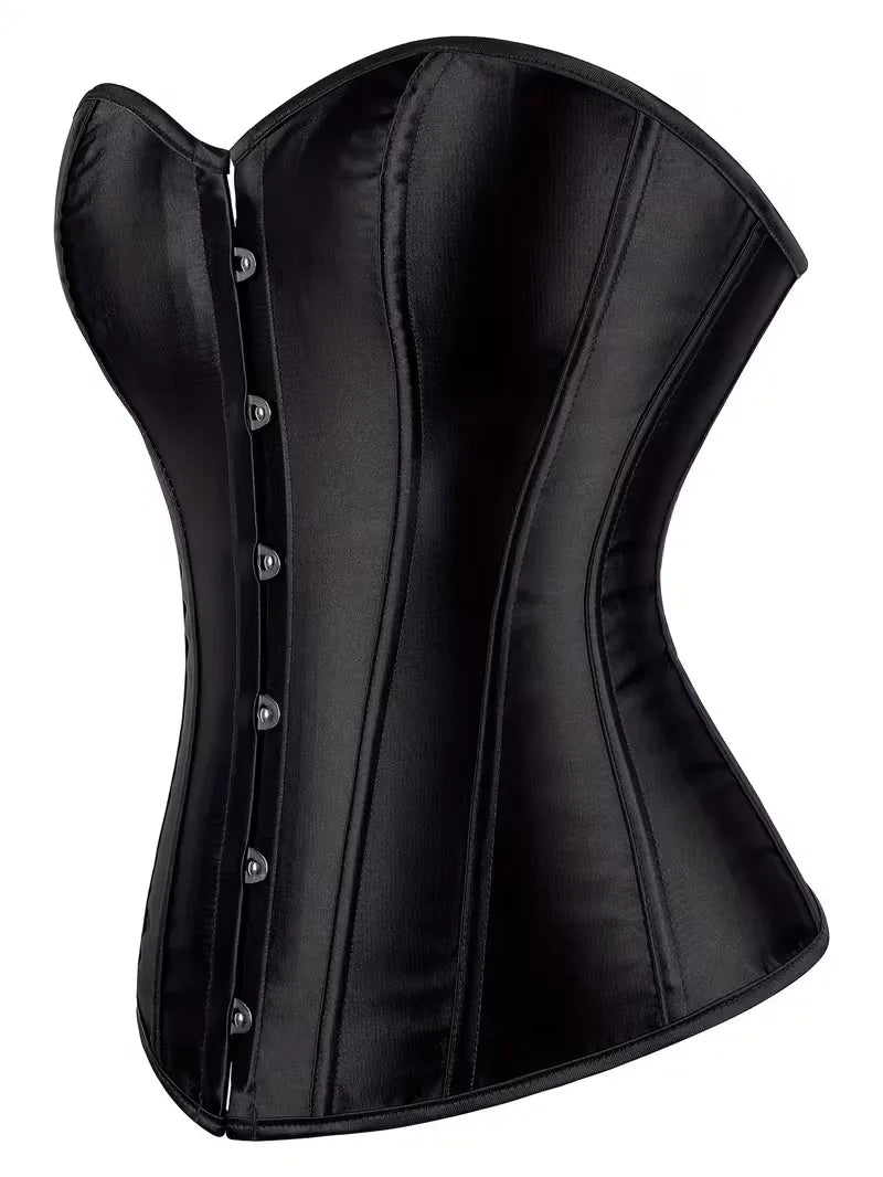 Strapless corset with lace-up and button closure