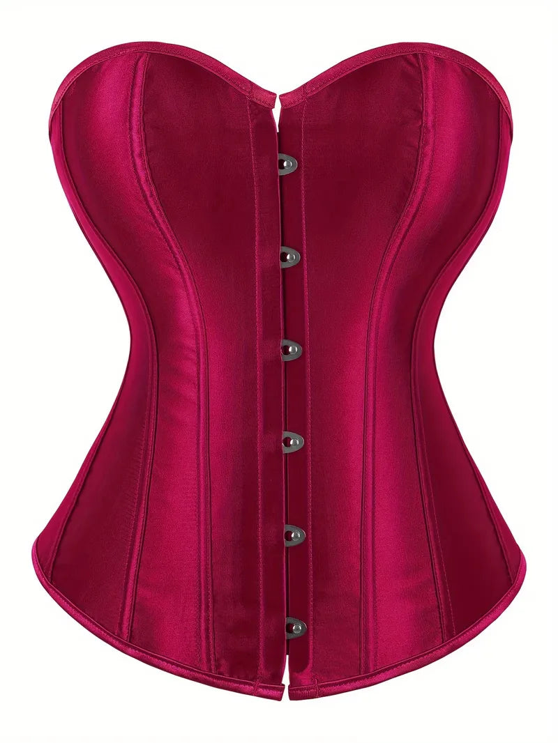 Strapless corset with lace-up and button closure