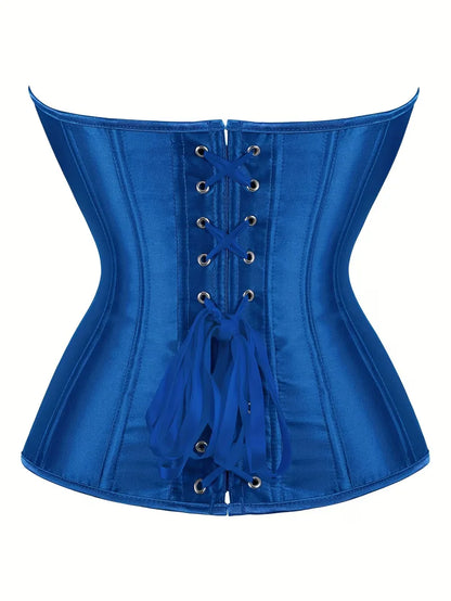 Strapless corset with lace-up and button closure