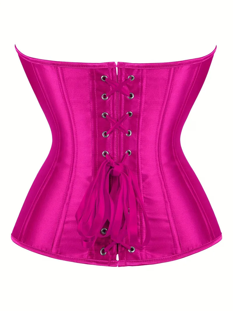 Strapless corset with lace-up and button closure