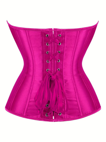 Strapless corset with lace-up and button closure