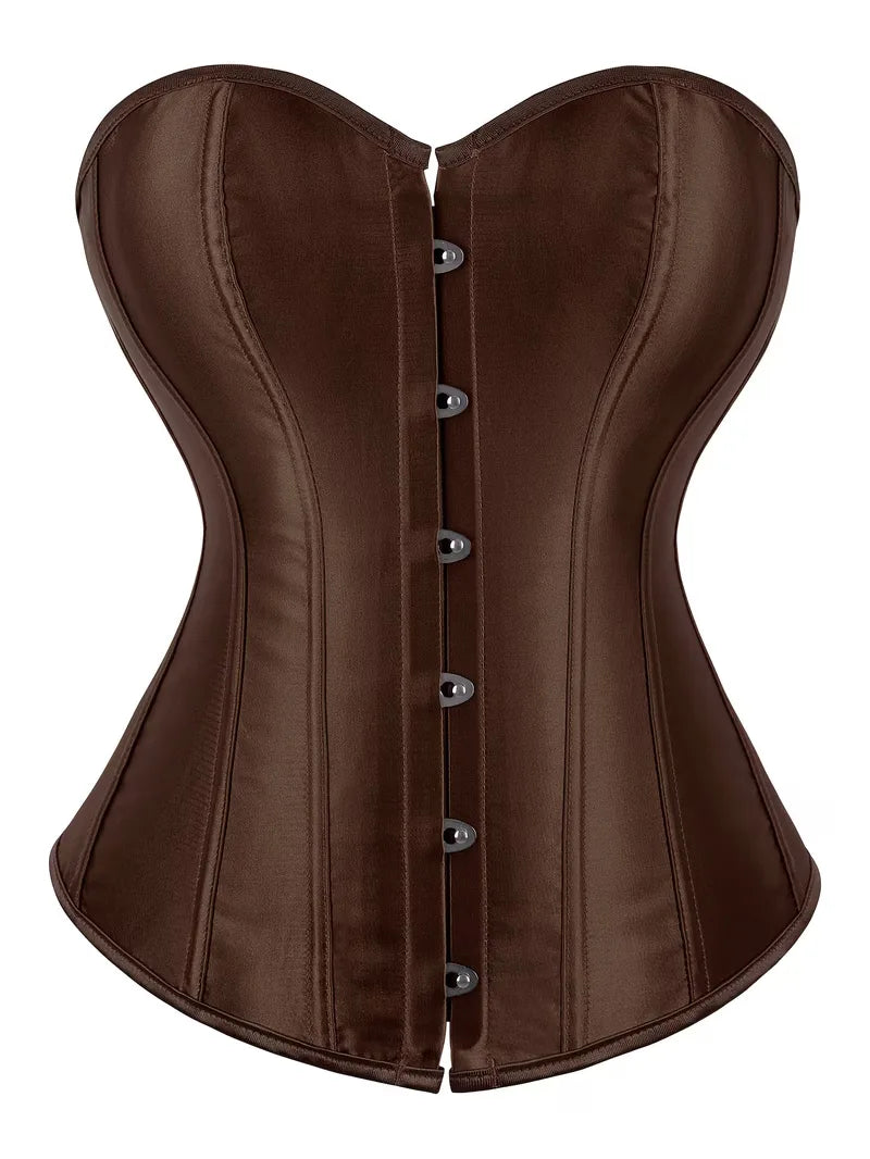 Strapless corset with lace-up and button closure