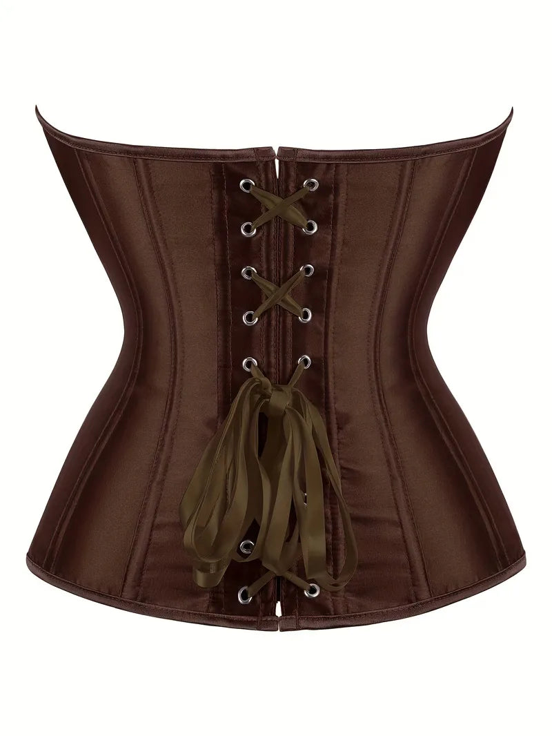 Strapless corset with lace-up and button closure