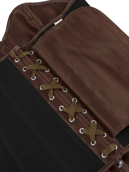 Strapless corset with lace-up and button closure
