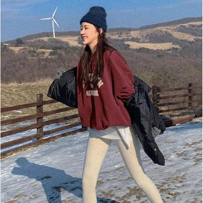 Sweatshirt with Round Neck and Loose Fit