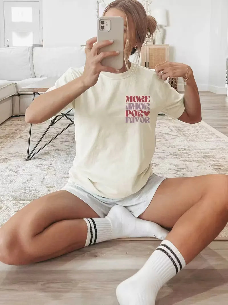 More Amore Please T-shirt with Print and Short Sleeves