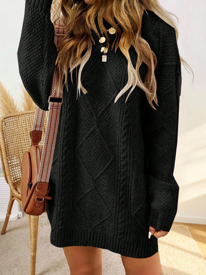 Sweater dress with cable pattern and ribbed finish