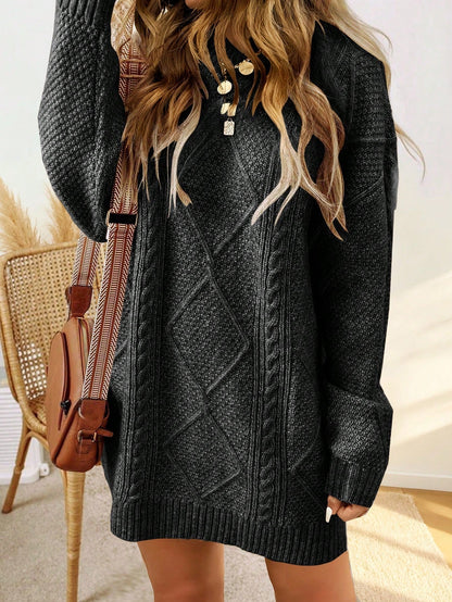 Sweater dress with cable pattern and ribbed finish