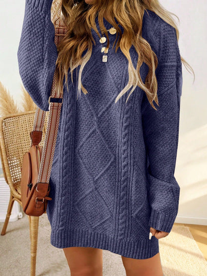 Sweater dress with cable pattern and ribbed finish