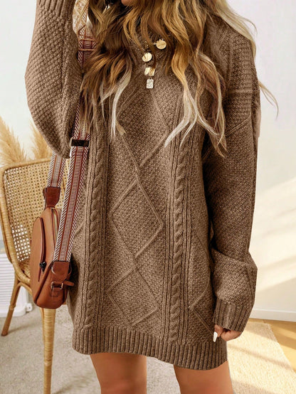 Sweater dress with cable pattern and ribbed finish