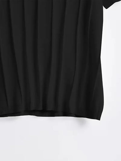 Short Sleeve Jumper with Vertical Rib Structure