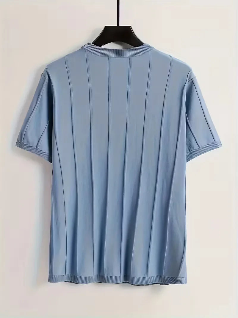 Short Sleeve Jumper with Vertical Rib Structure