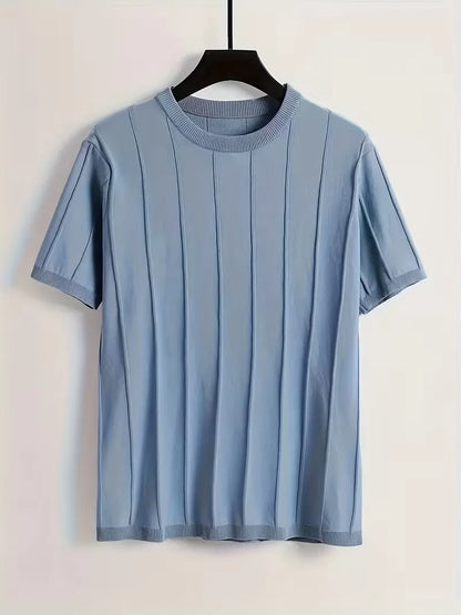 Short Sleeve Jumper with Vertical Rib Structure