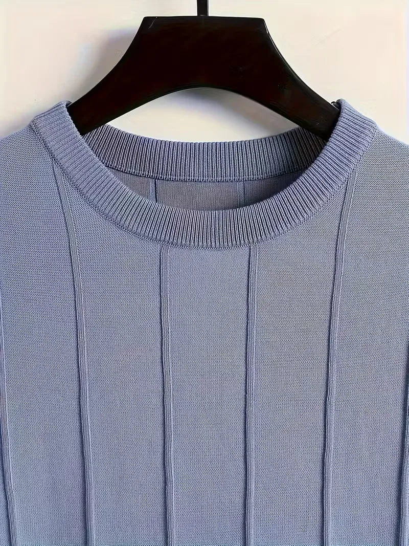 Short Sleeve Jumper with Vertical Rib Structure