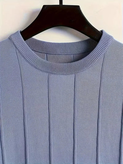 Short Sleeve Jumper with Vertical Rib Structure