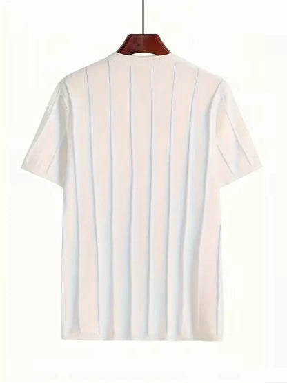 Short Sleeve Jumper with Vertical Rib Structure