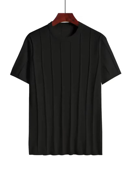 Short Sleeve Jumper with Vertical Rib Structure