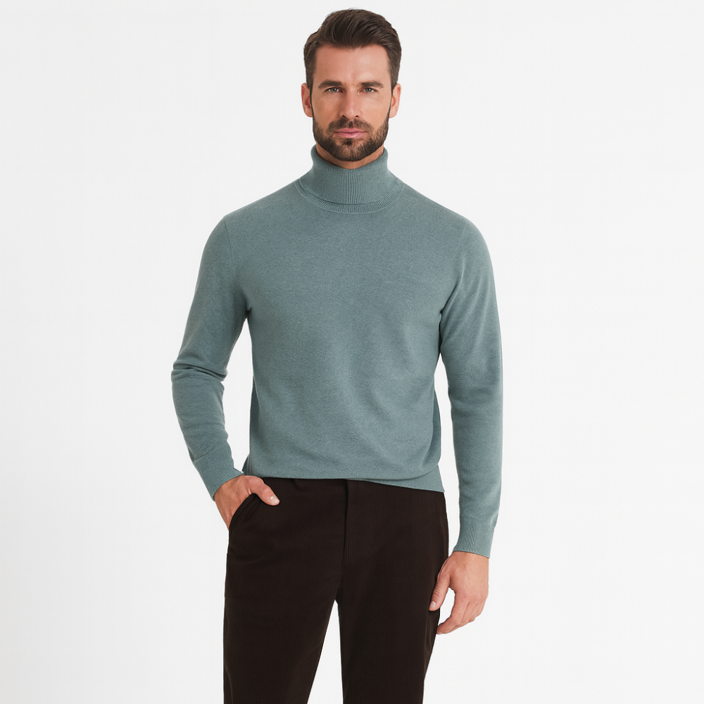 Sweater with high turtleneck and long sleeves