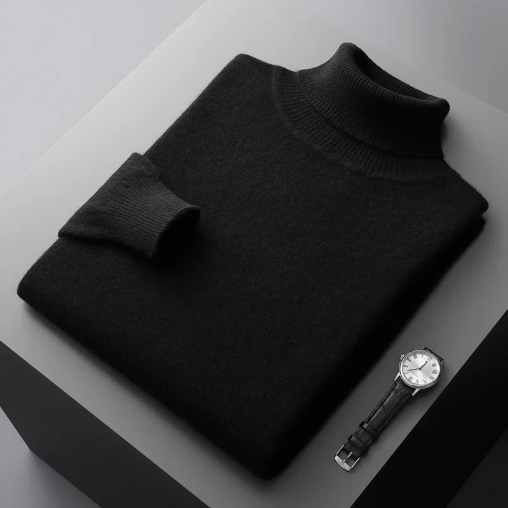 Sweater with high turtleneck and long sleeves