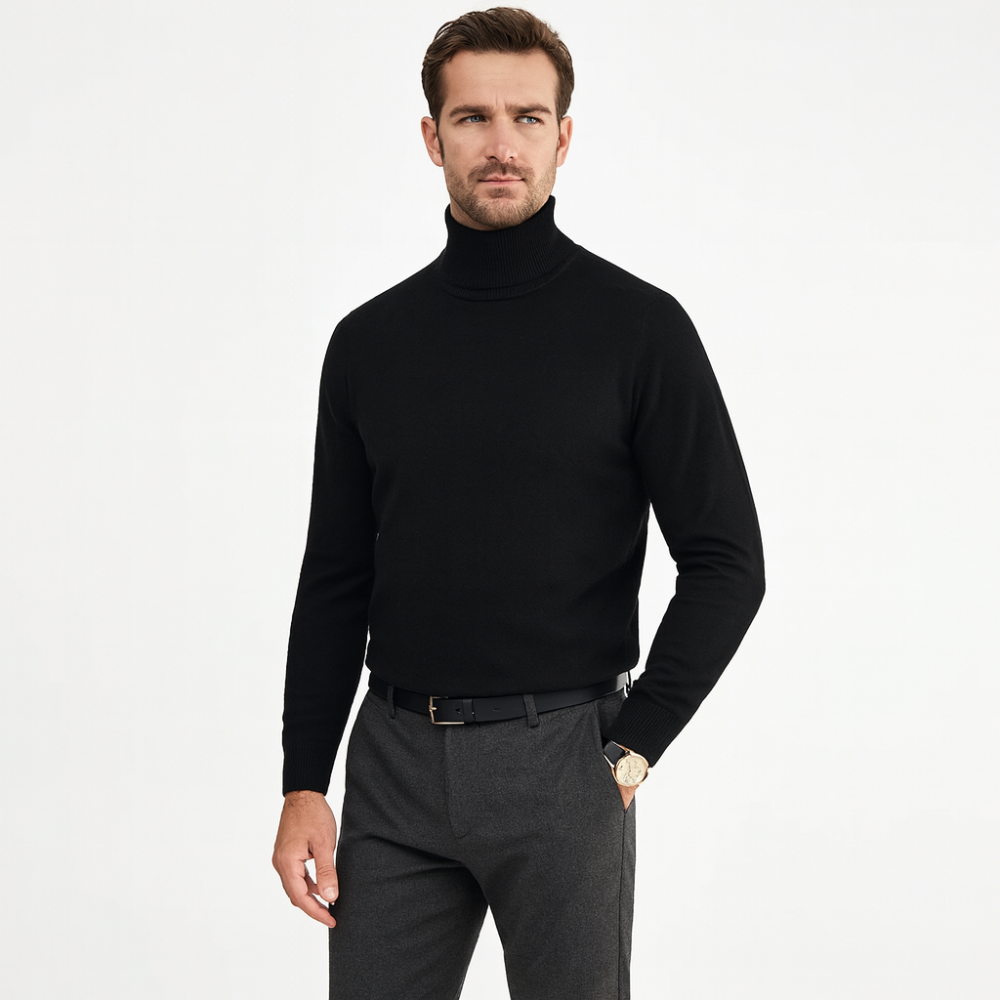 Sweater with high turtleneck and long sleeves