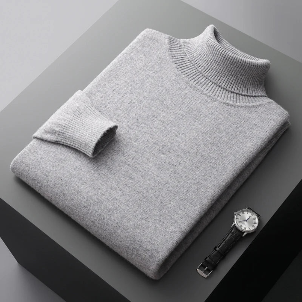 Sweater with high turtleneck and long sleeves