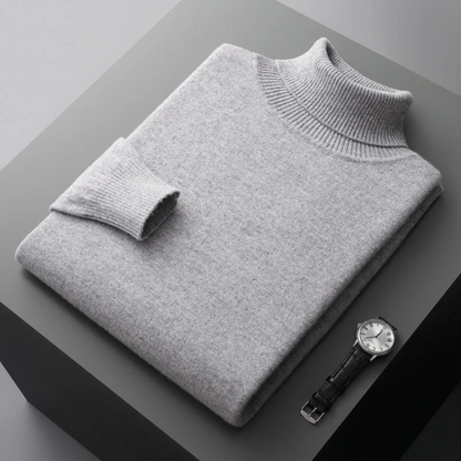 Sweater with high turtleneck and long sleeves